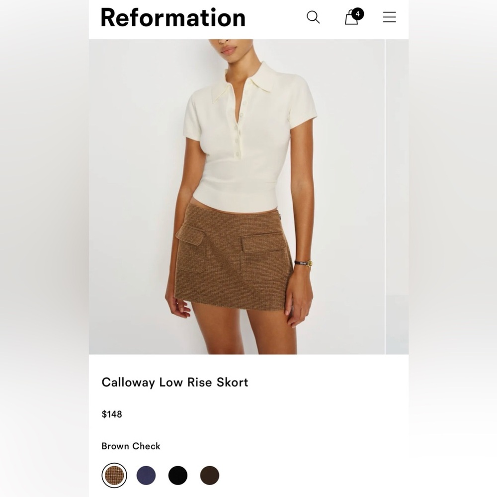 Calloway Low Rise Skort in Brown Check